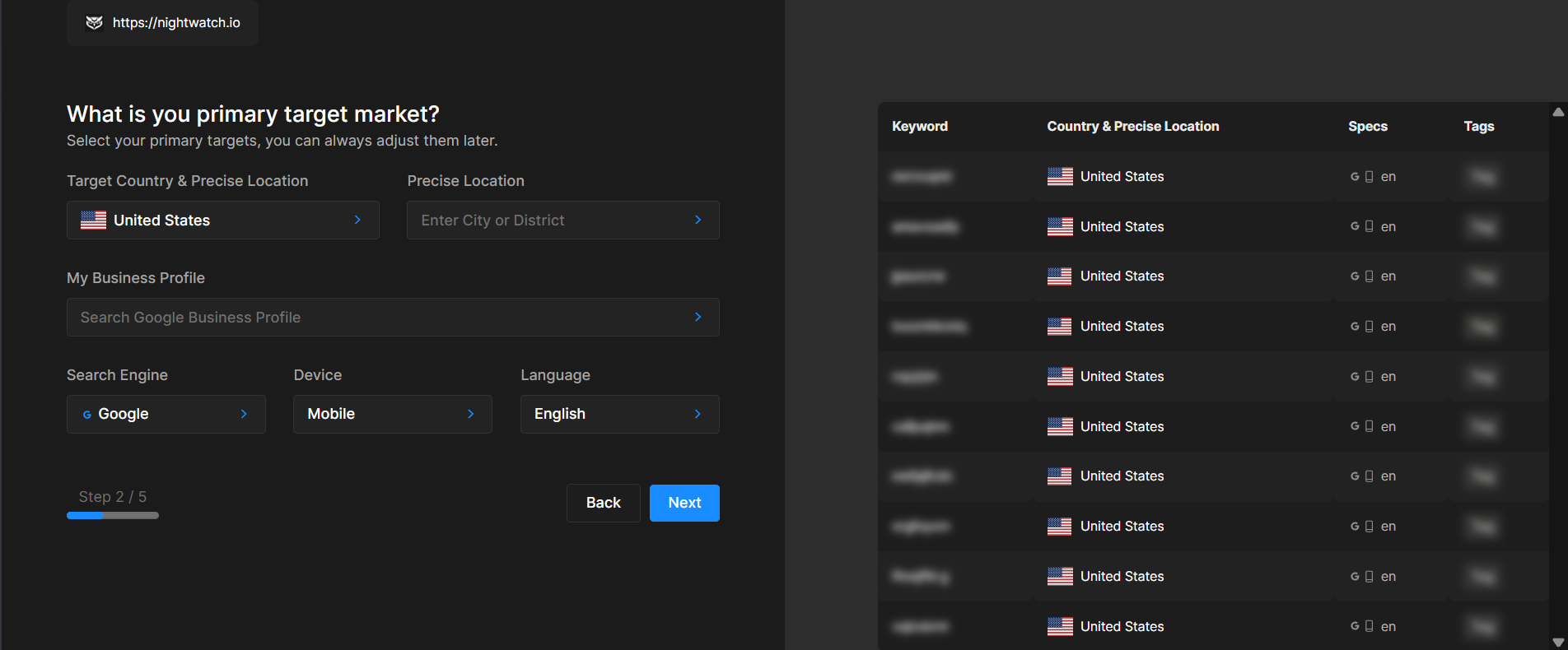 Adding your website to Nightwatch